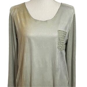 GIGI MODA - STUNNING LIGHTWEIGHT BLOUSE - GOLD & SILVER METALLIC  - EXC COND B9
